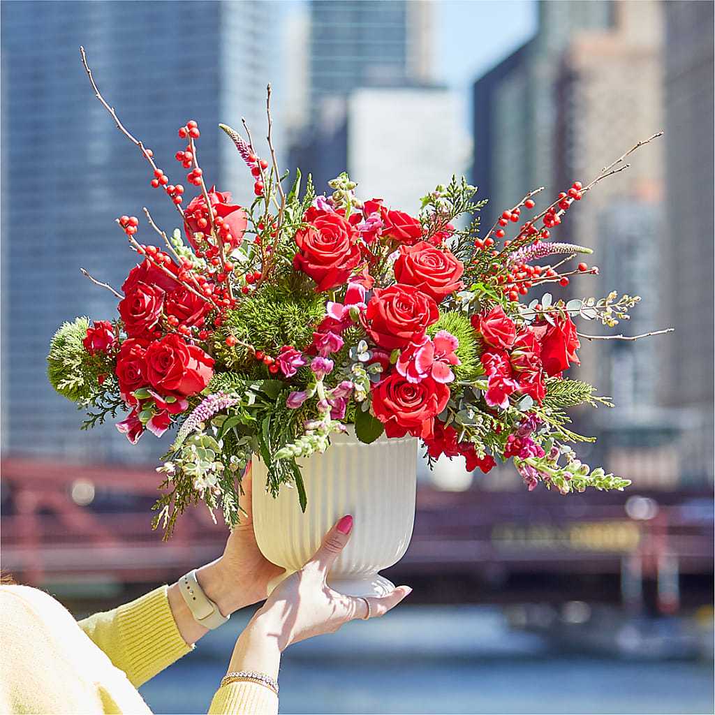 Big Red Bow Bouquet – Rimmon Heights Florist, Manchester NH