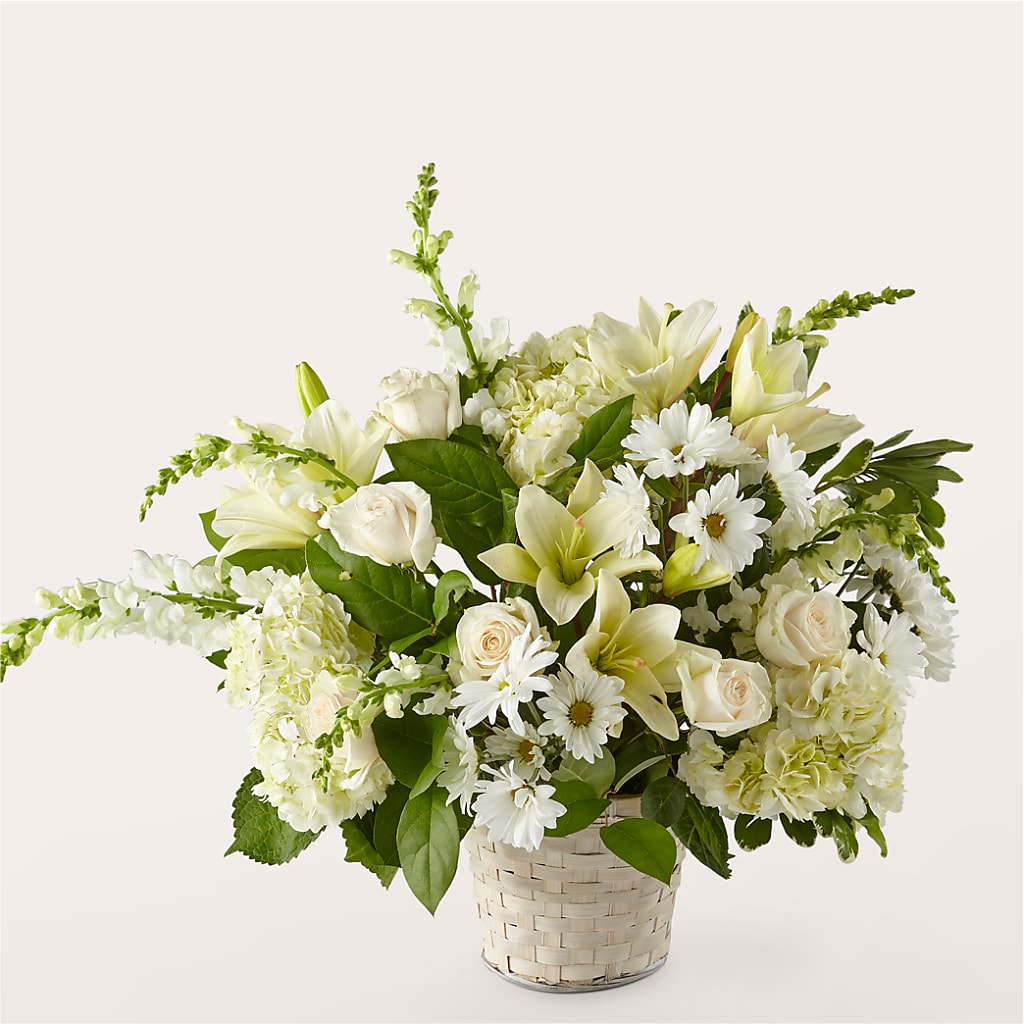 Ivory Elegance Floral Basket – Rimmon Heights Florist, Manchester NH