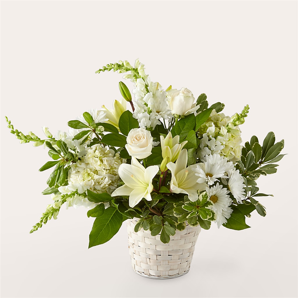 Ivory Elegance Floral Basket – Rimmon Heights Florist, Manchester NH