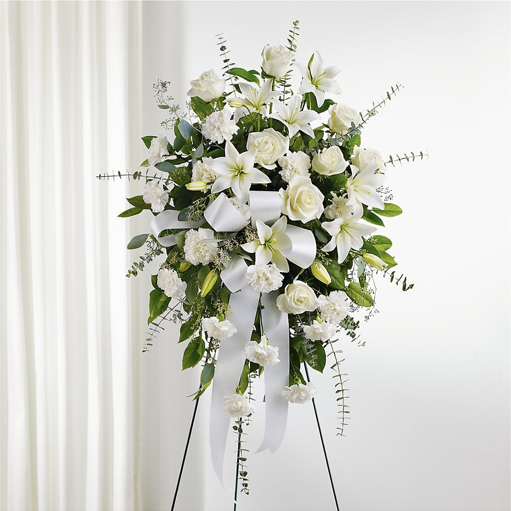 With Care Standing Spray – Rimmon Heights Florist, Manchester NH