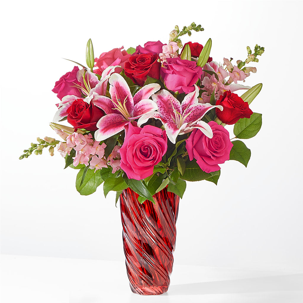 Always You Bouquet with Luxe Swirl Vase – Rimmon Heights Florist, Manchester NH