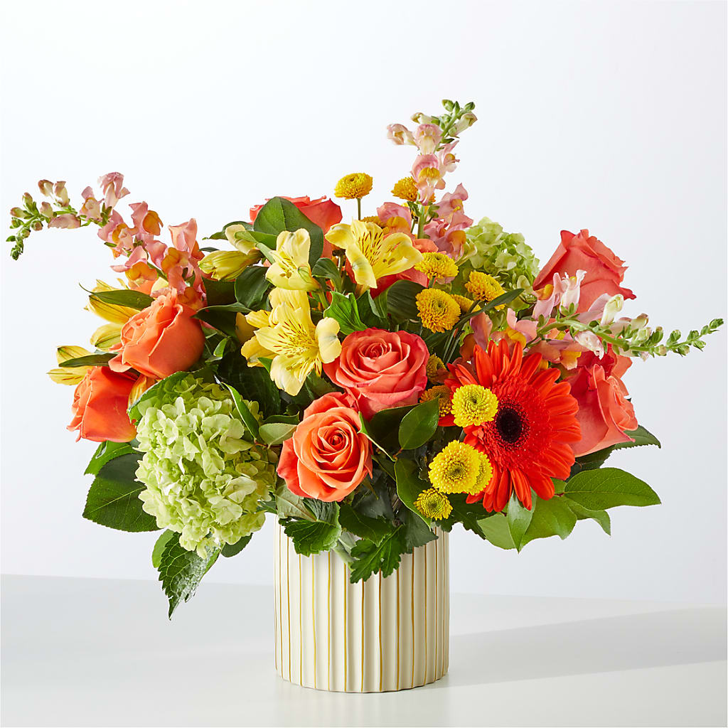 Autumn Sunshine Bouquet with Ivory Vase –  Rimmon Heights Florist, Manchester NH