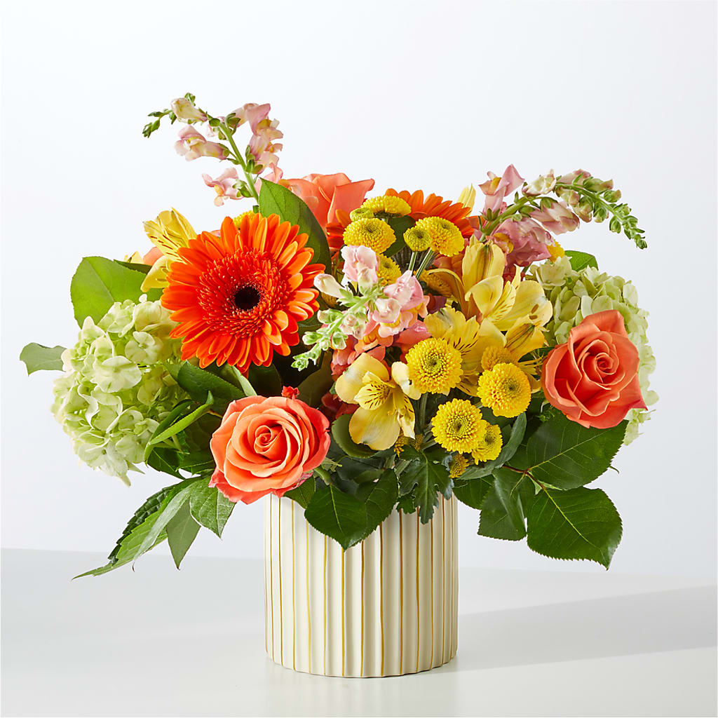 Autumn Sunshine Bouquet with Ivory Vase –  Rimmon Heights Florist, Manchester NH