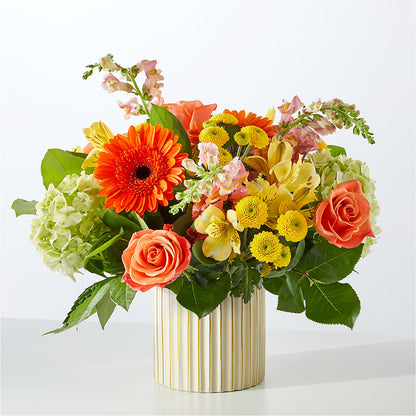 Autumn Sunshine Bouquet with Ivory Vase –  Rimmon Heights Florist, Manchester NH